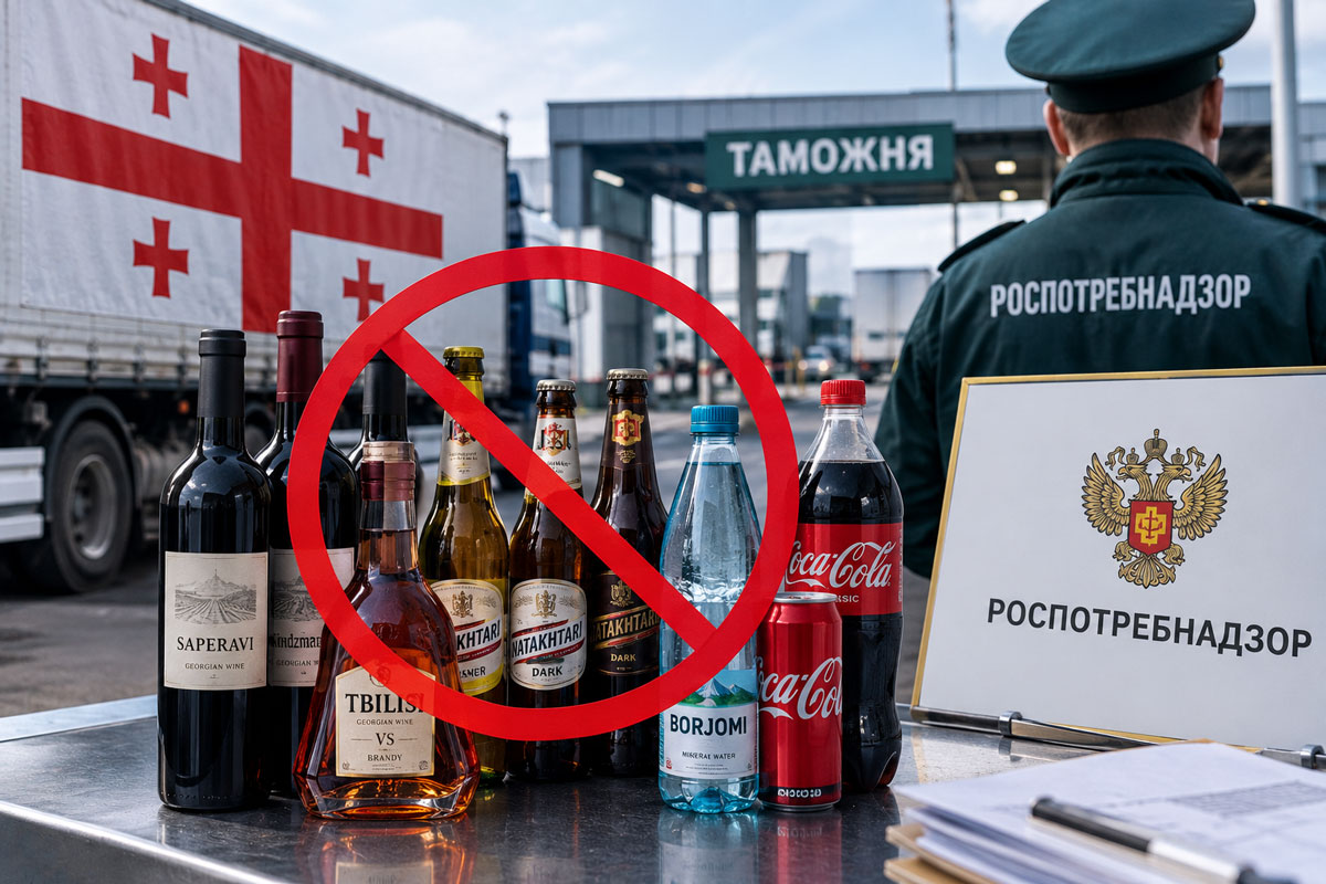 Роспотребнадзор запретил ввоз из Грузии ряда марок вина, пива, коньяка, минералки и колы